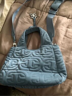 Sam Edelman Quilted Logo Mini Bag in Dusty Blue